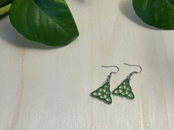 Acrylic Celtic trinity knot dangle earrings